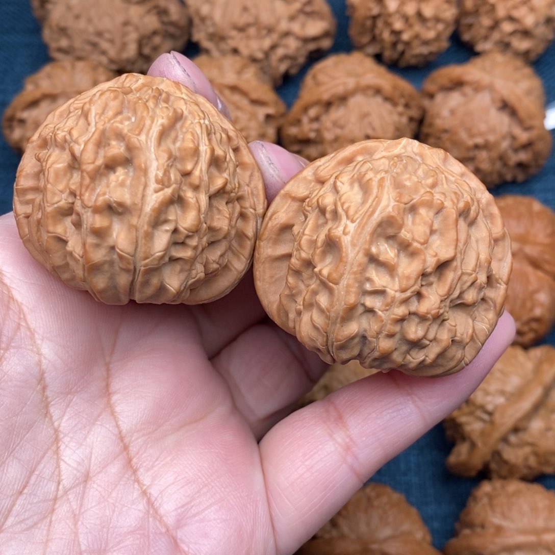 文玩核桃把件42毕业大肚三角白全品48克