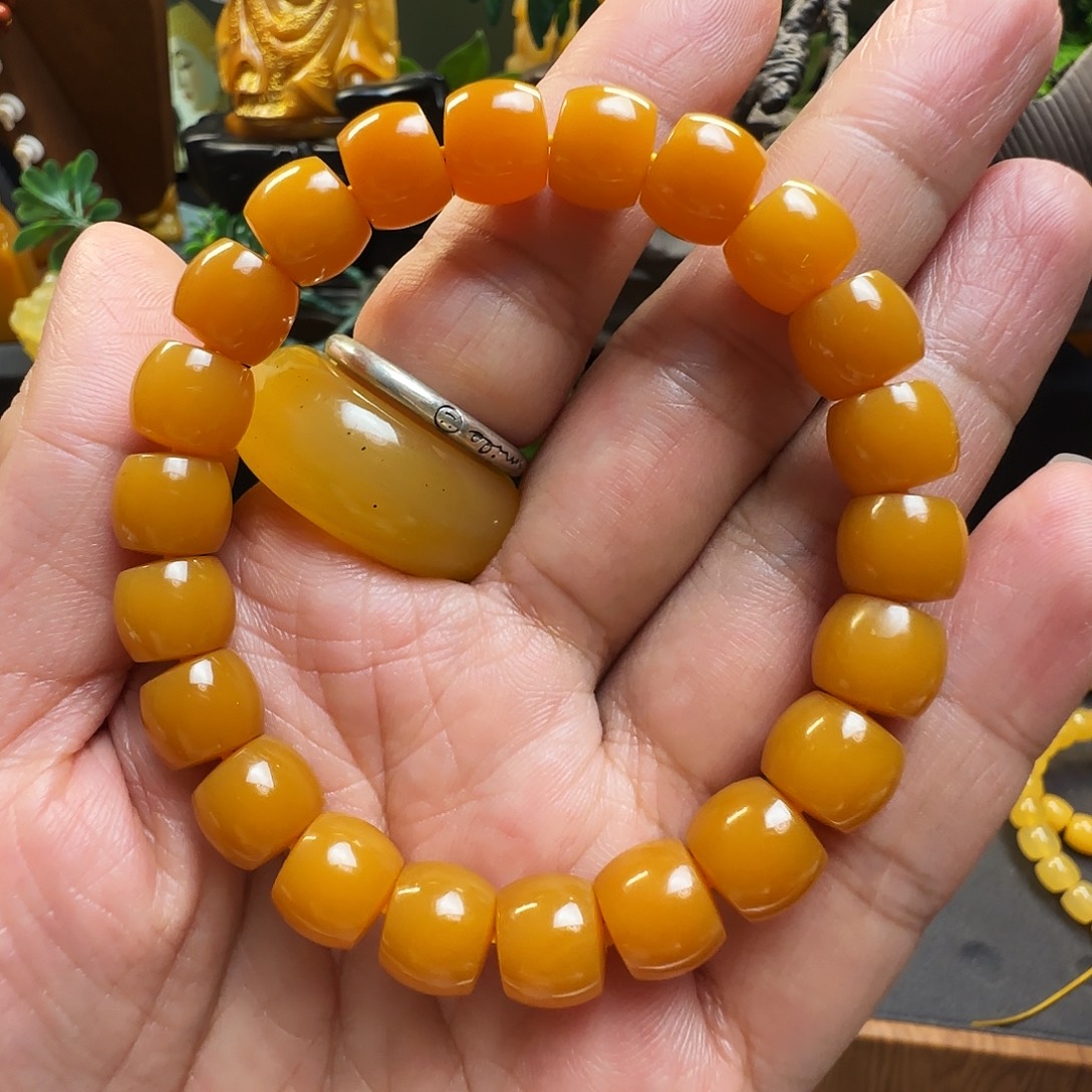 月***下石英质玉（缅黄）未镶嵌手串卡10老型手串