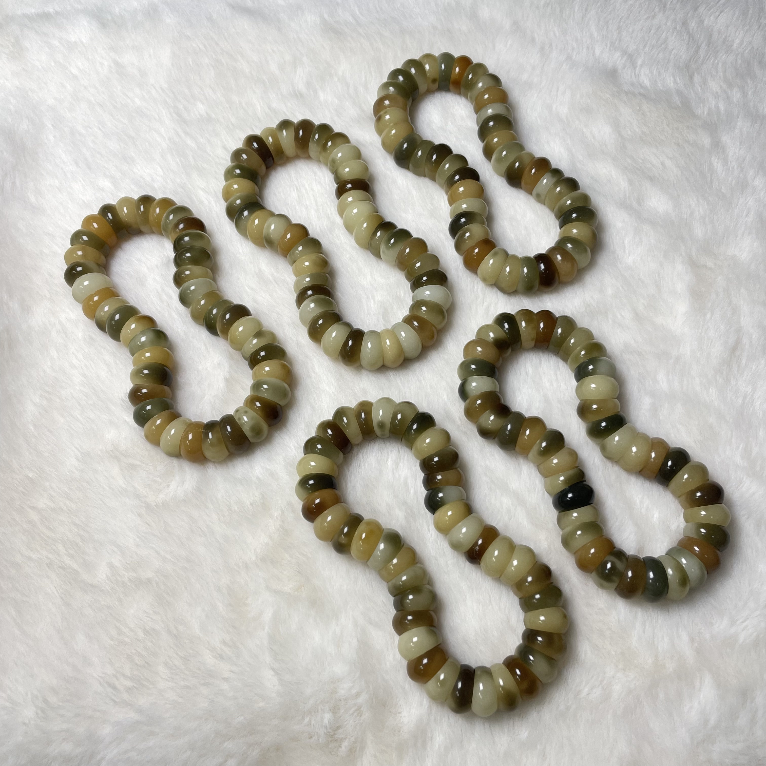 菩提根玉化料花皮薄切大肠文玩手串男女通用多样性配色