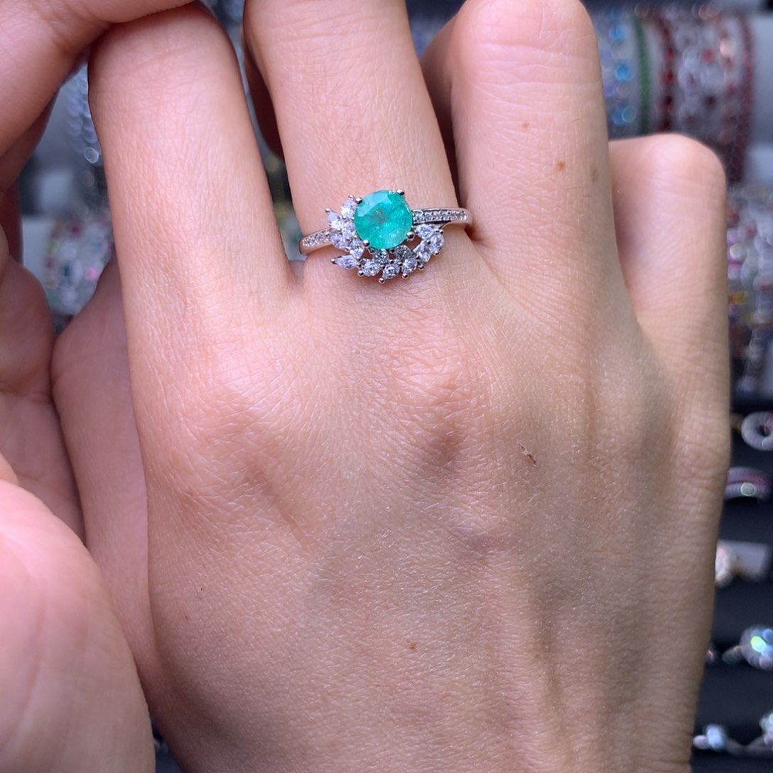 祖母绿戒指银S925镶嵌