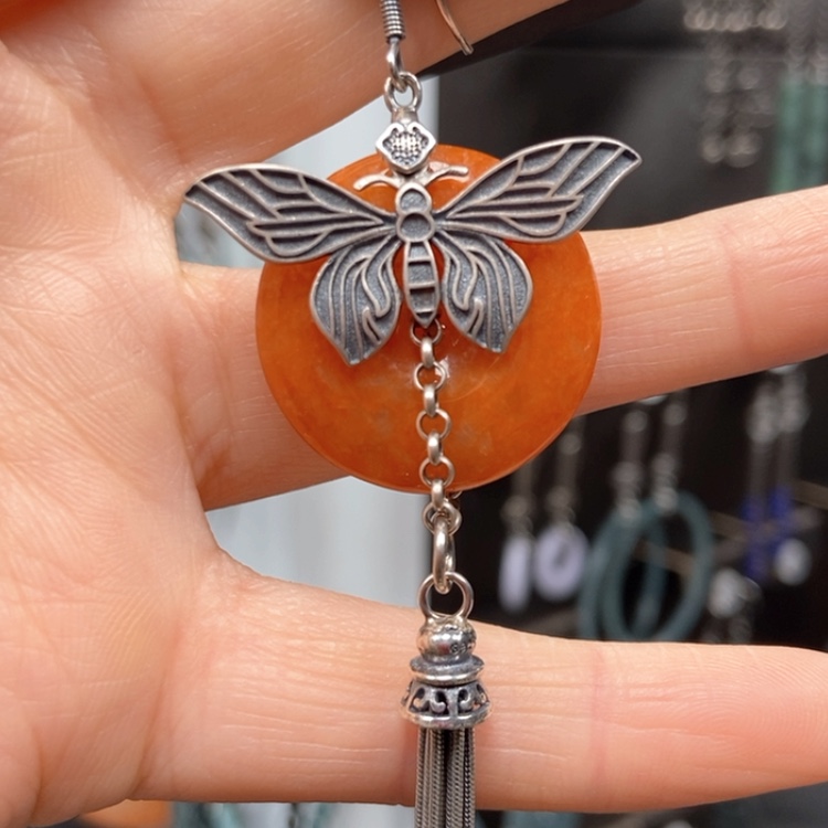 【闪购商品】翡翠耳饰银S925镶嵌纽***天优化耳饰