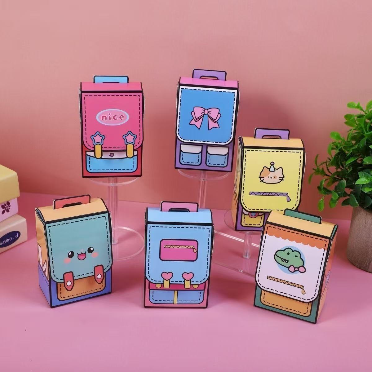 6入立体微缩小书包迷你文具套装