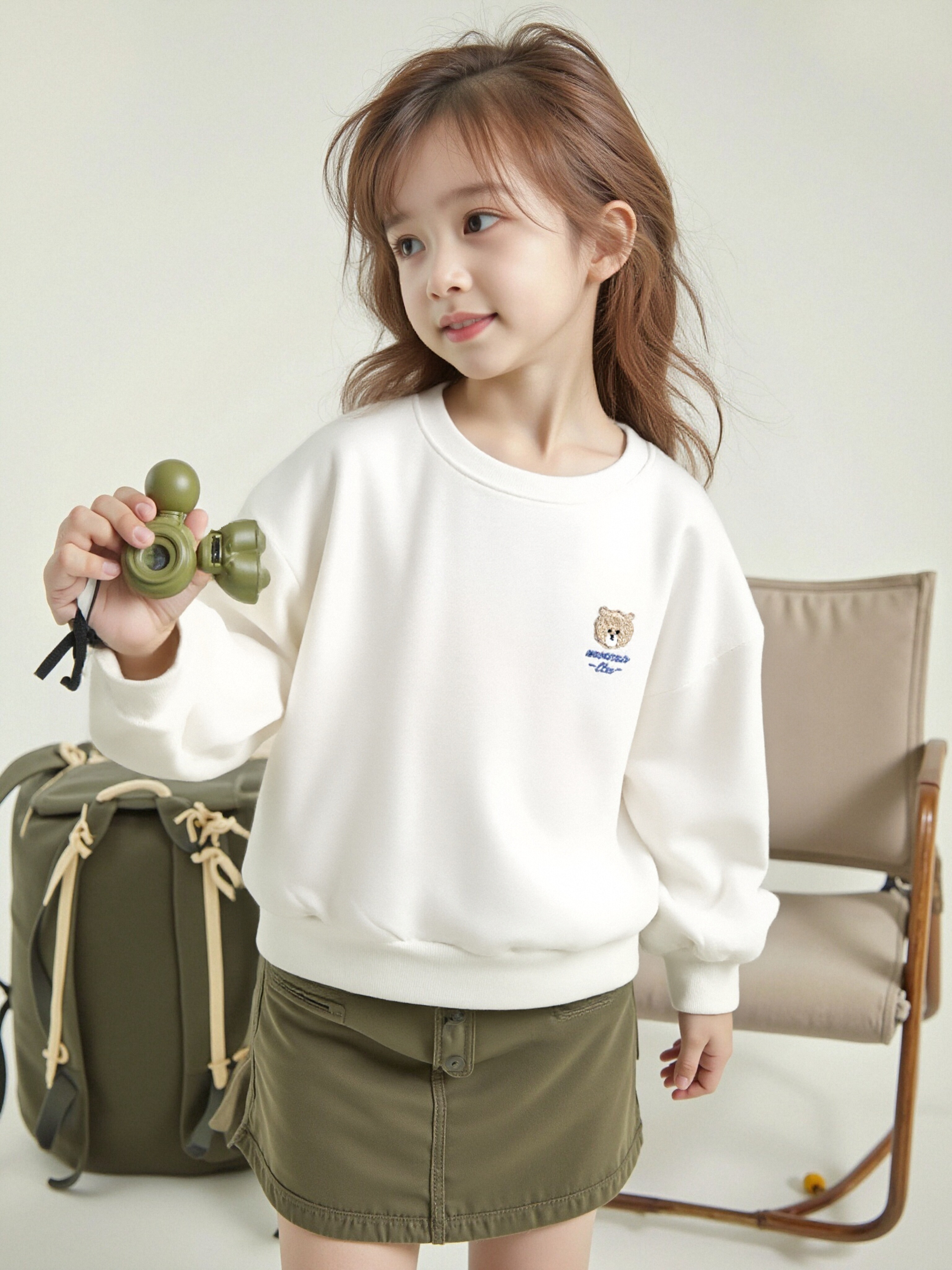 萌趣卡通春秋时尚卫衣圆领上衣休闲宽松短款儿童中大童上衣H895