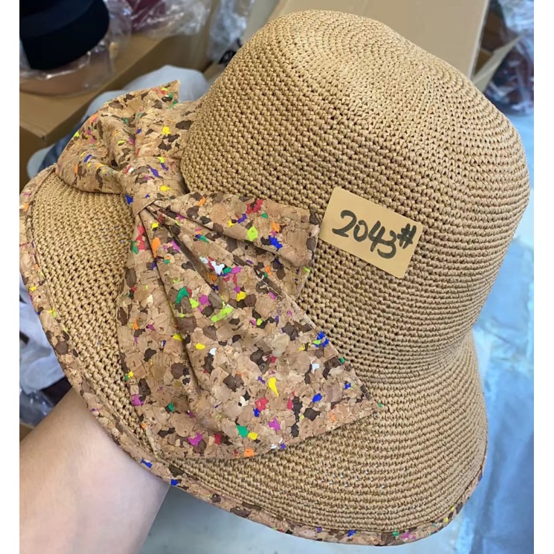 2043#彩色蝴蝶结遮阳帽