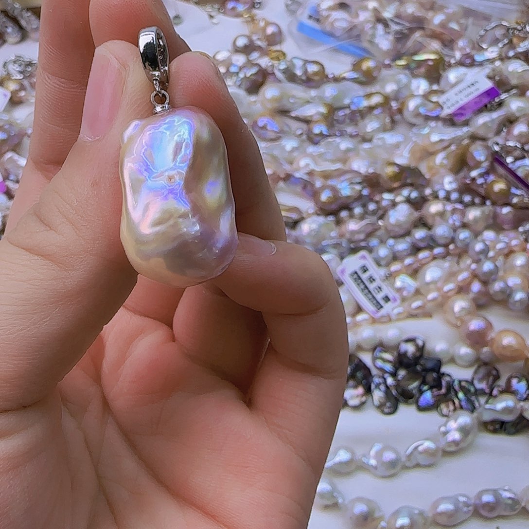 银S925镶嵌项链定制63淡水珍珠