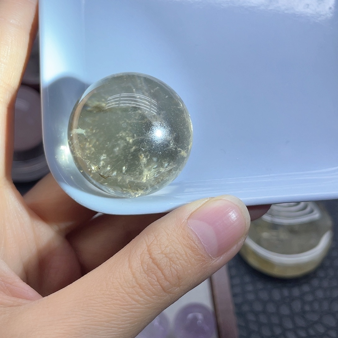 珠宝半成品未镶嵌水晶47黄水晶球卡3.3mm微瑕放漏