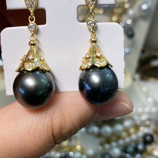 海水珍珠耳饰银S925镶嵌12.3