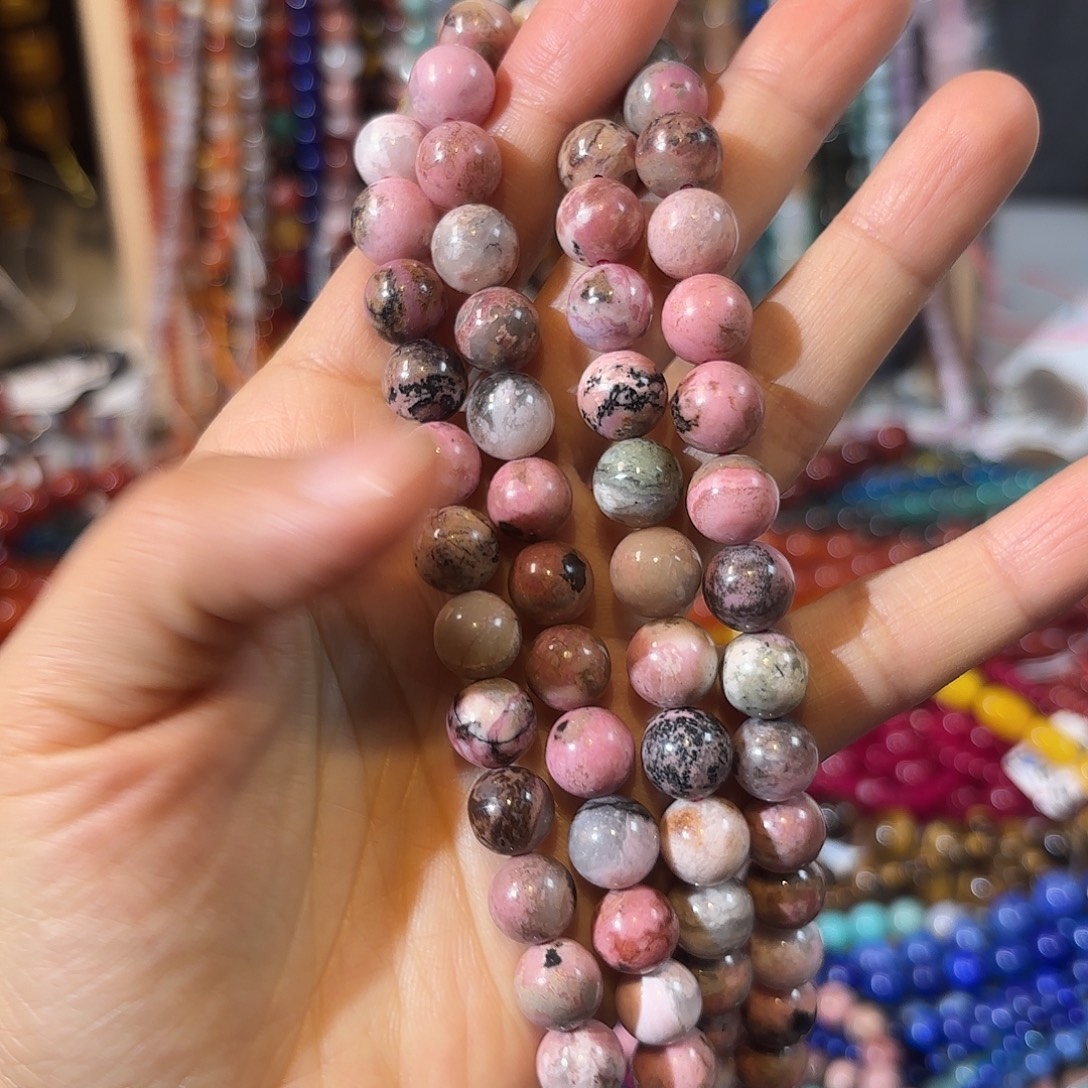 玛瑙/玉髓未镶嵌珠宝半成品蔷薇石卡10一条