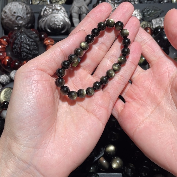 黑曜岩手串未镶嵌米*徕