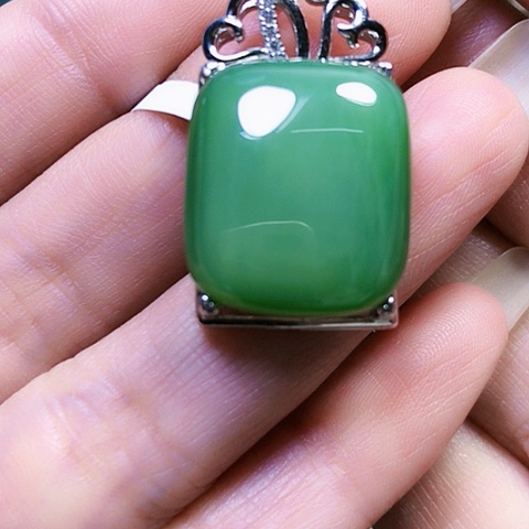 和田玉银S925镶嵌挂件