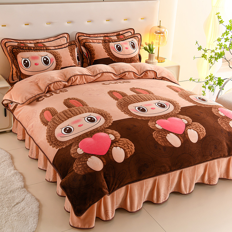 冬季保暖加厚四件套防寒双面加绒牛奶绒单被套法兰绒学生宿舍套件