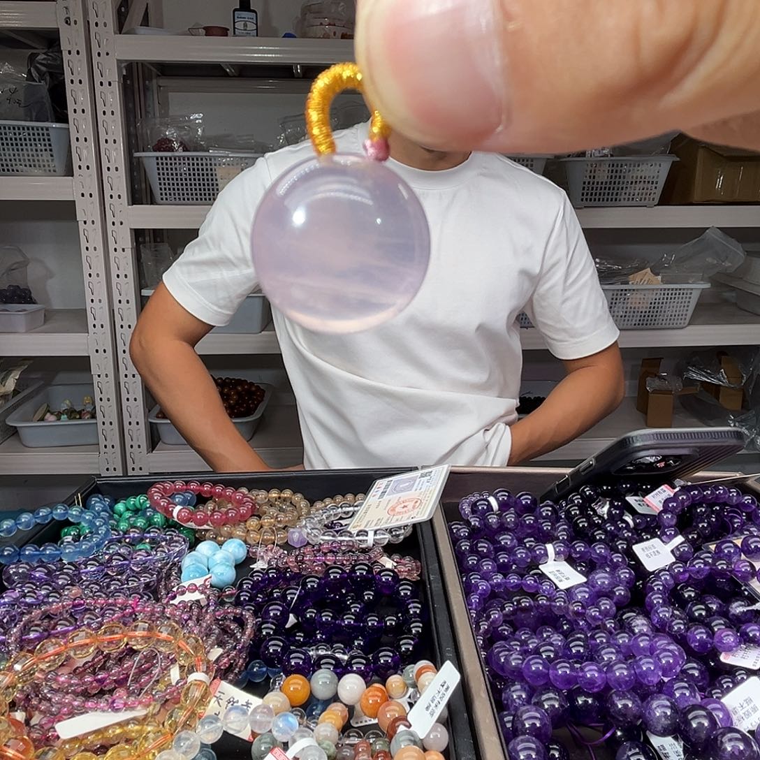 未镶嵌手链水晶紫马粉20mm牛鼻孔单珠