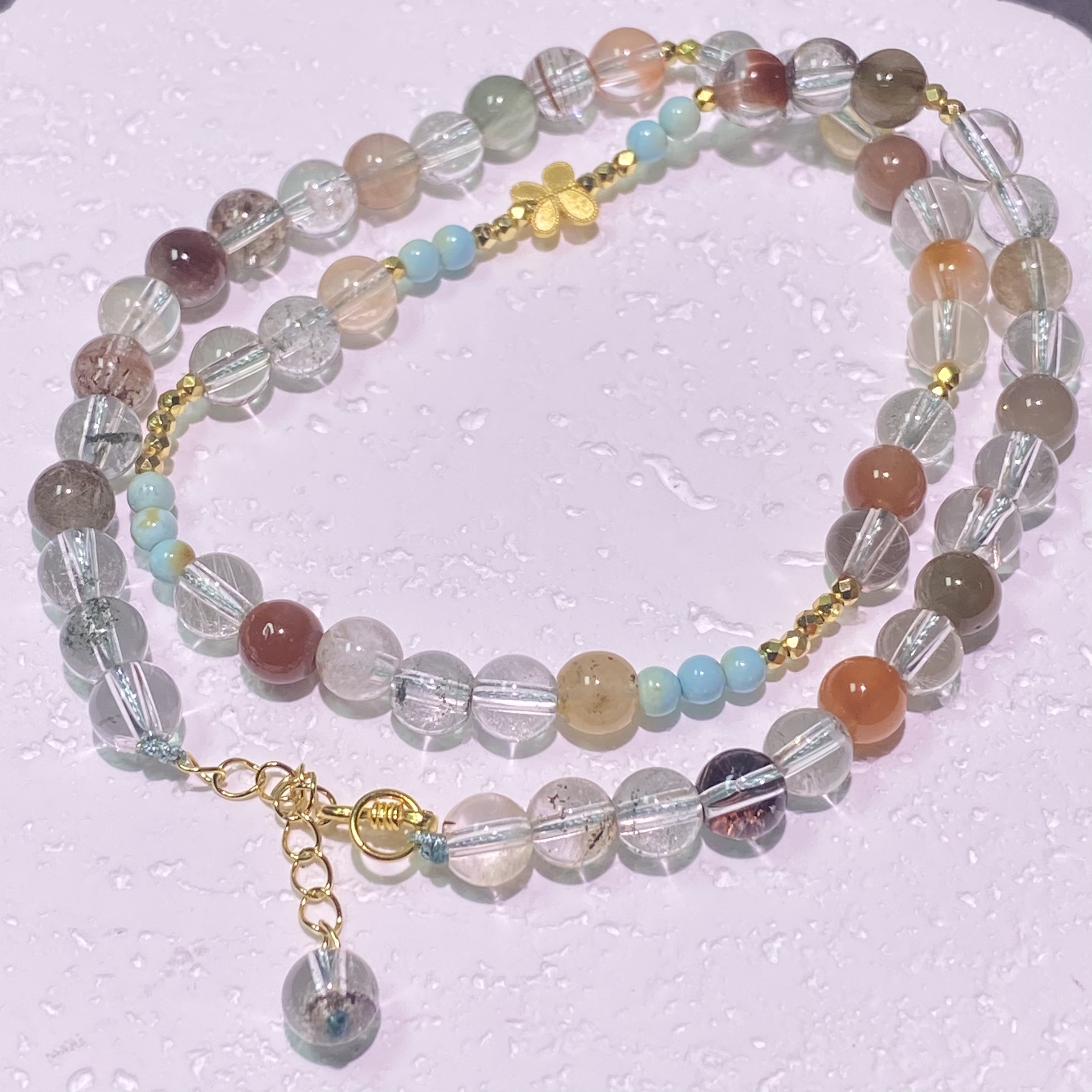 【亿轩珠宝】ZX144306水晶多宝公主链diy绿松7mm+