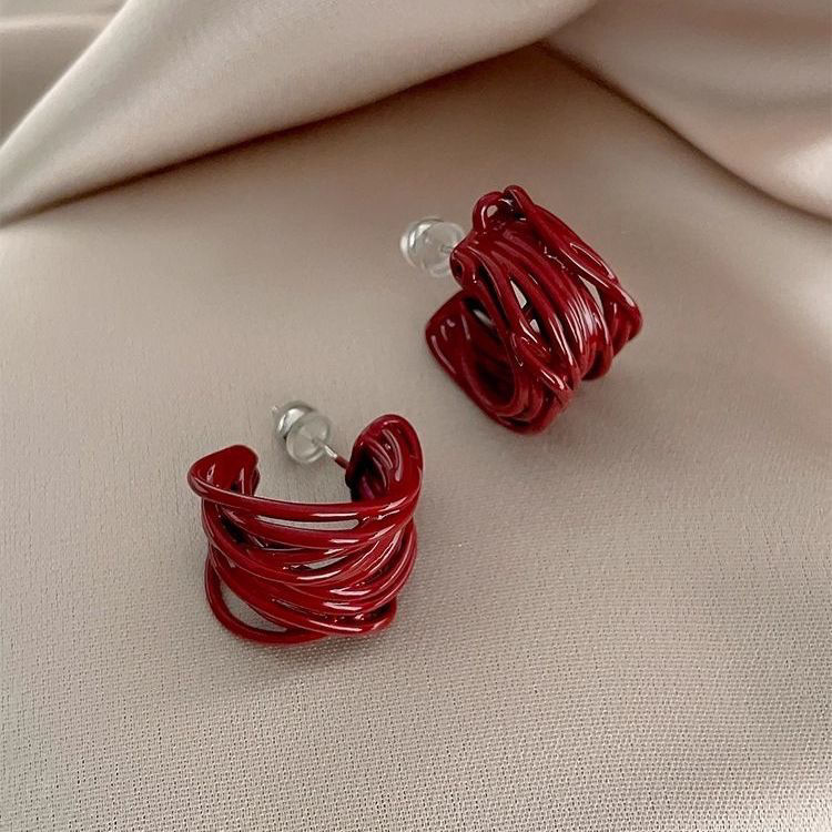 铜合金合金耳饰 多层线圈缠绕小众设计复古百搭独特气质088