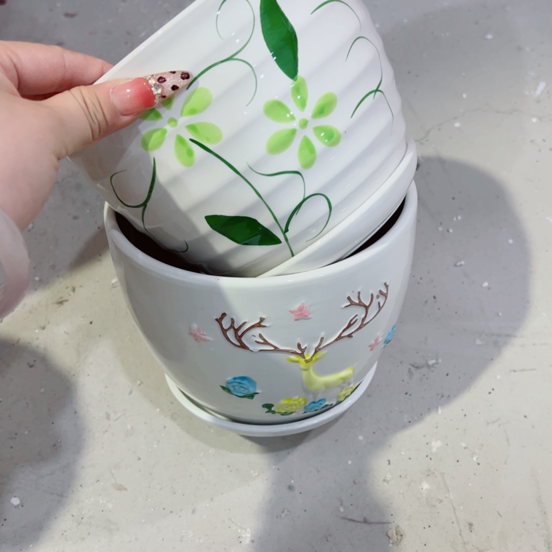 有孔，陶瓷花盆满10米包邮发货