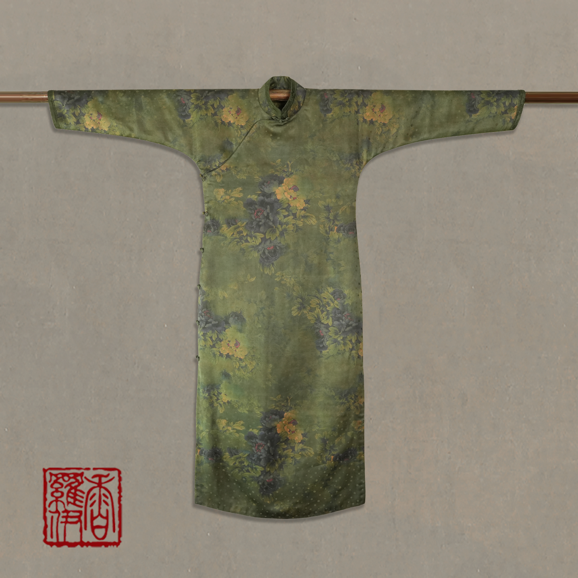 香罗伊【苔青牡丹】传统中式汉服提花上衣