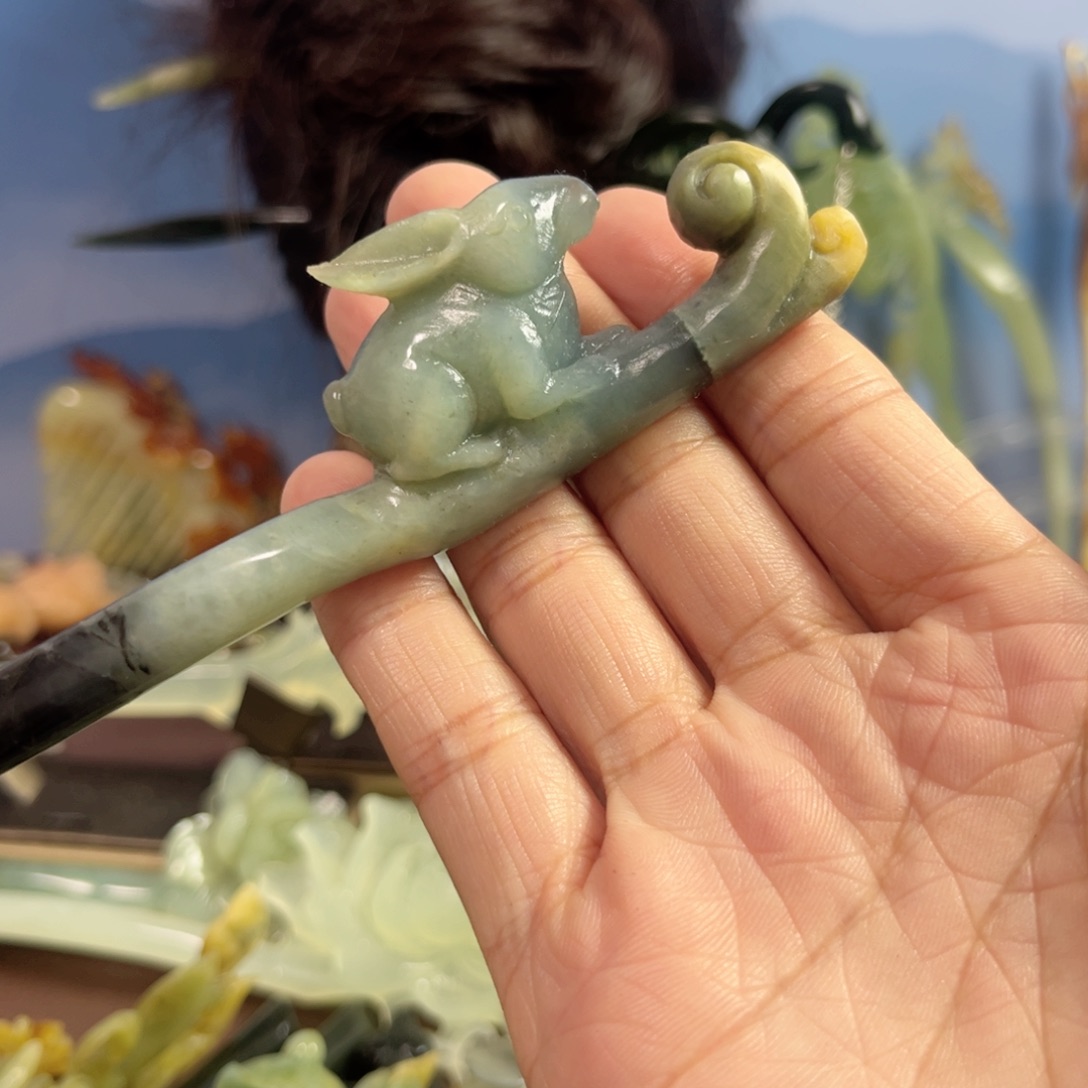 蛇纹石玉发饰合金