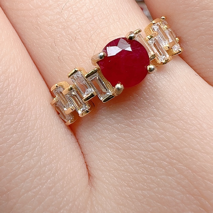 红宝石戒指银S925镶嵌