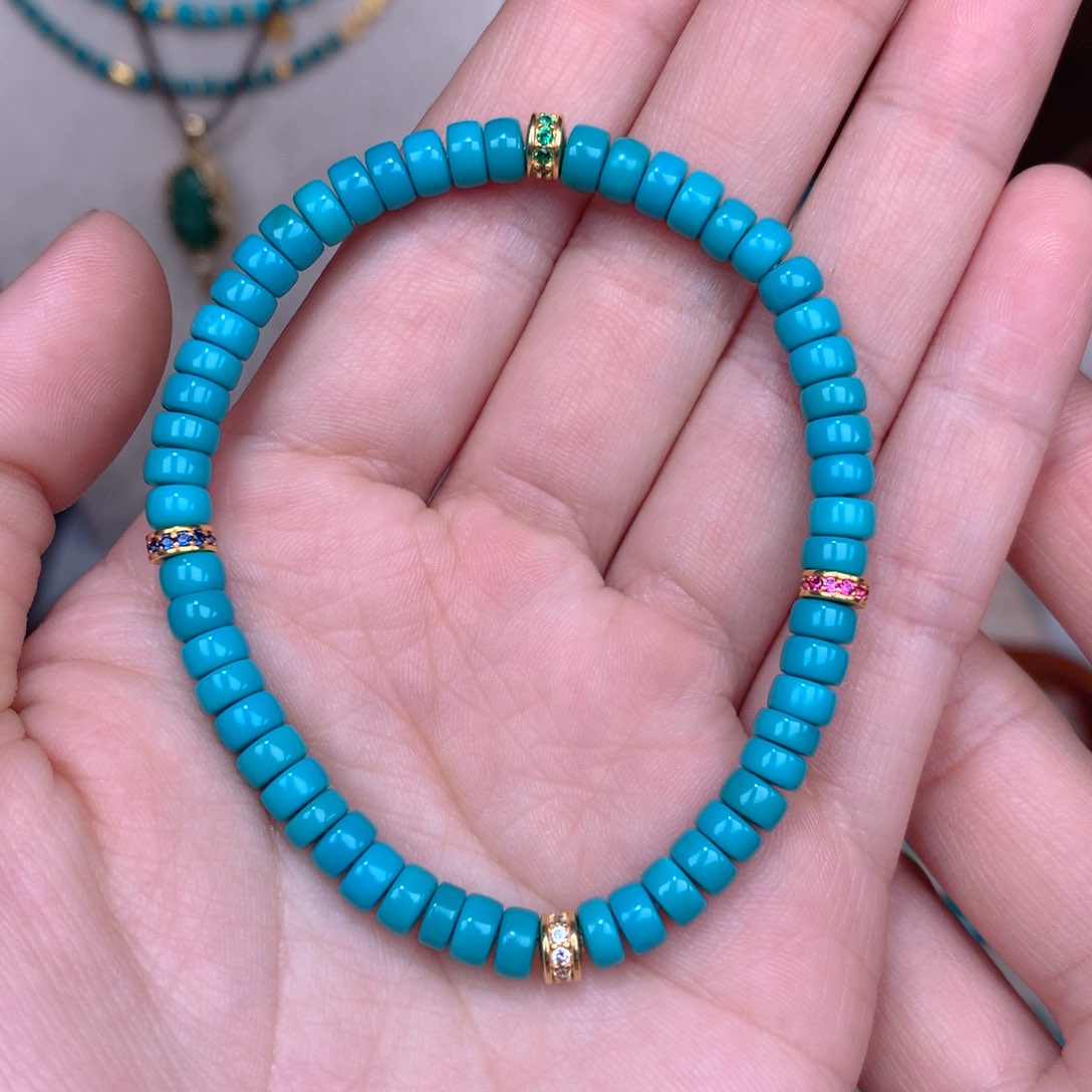 绿松石珠宝奇石18K金镶嵌