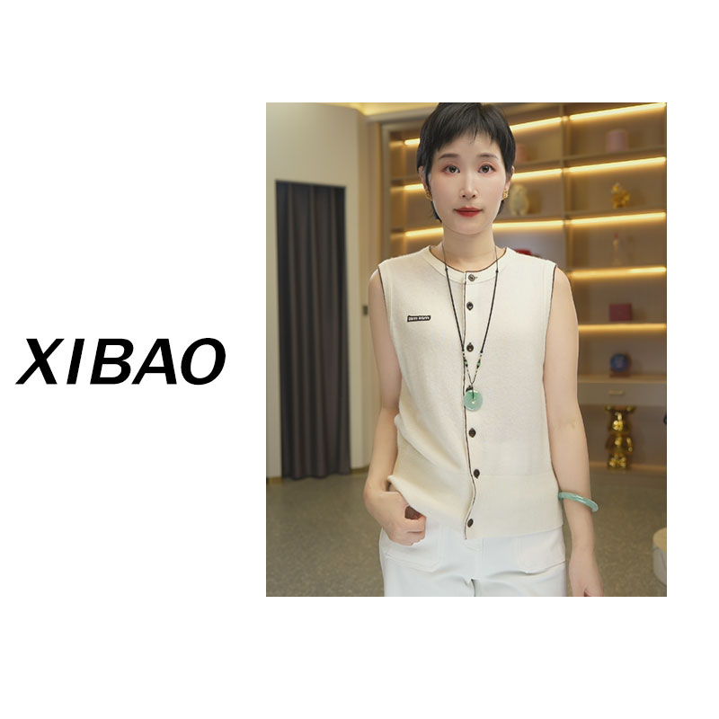 【miu家专柜同款】撞色纯山羊绒马甲叠穿百搭
