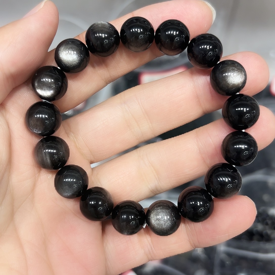 水晶手链未镶嵌银曜石卡12