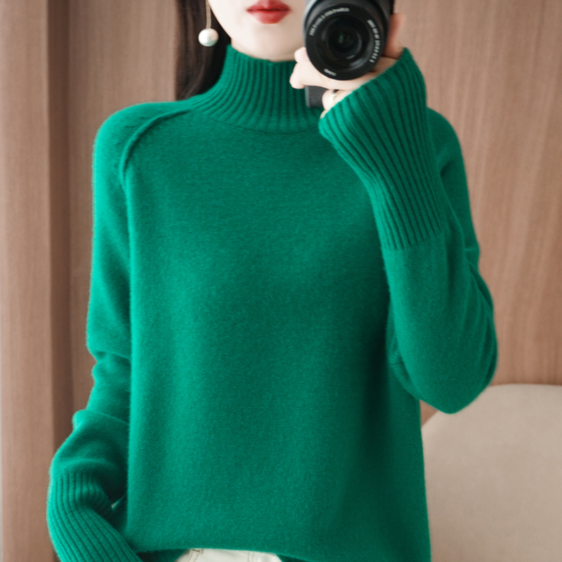 明星同款！100羊毛针织打底衫女插肩高领时尚优雅  GS-王菲款