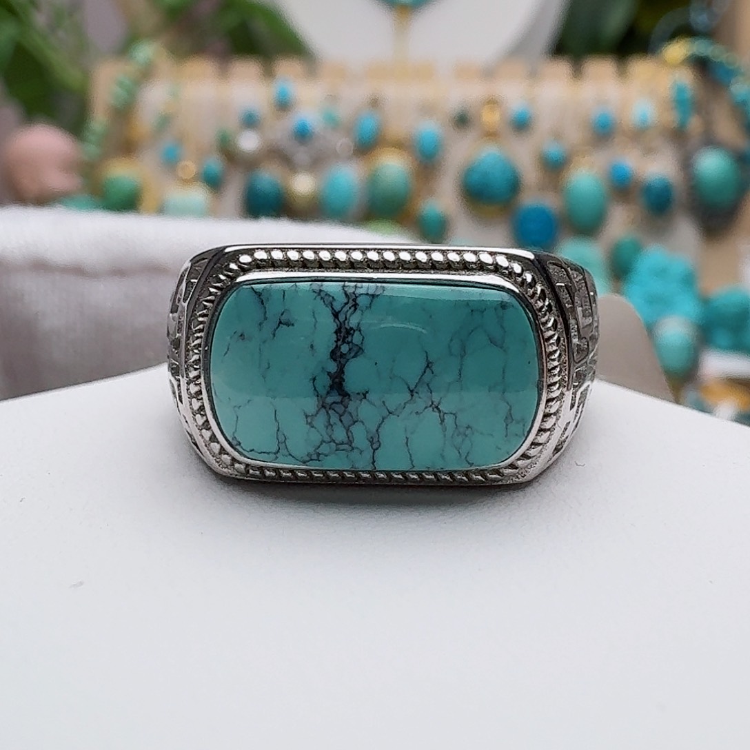 绿松石珠宝奇石银S925镶嵌