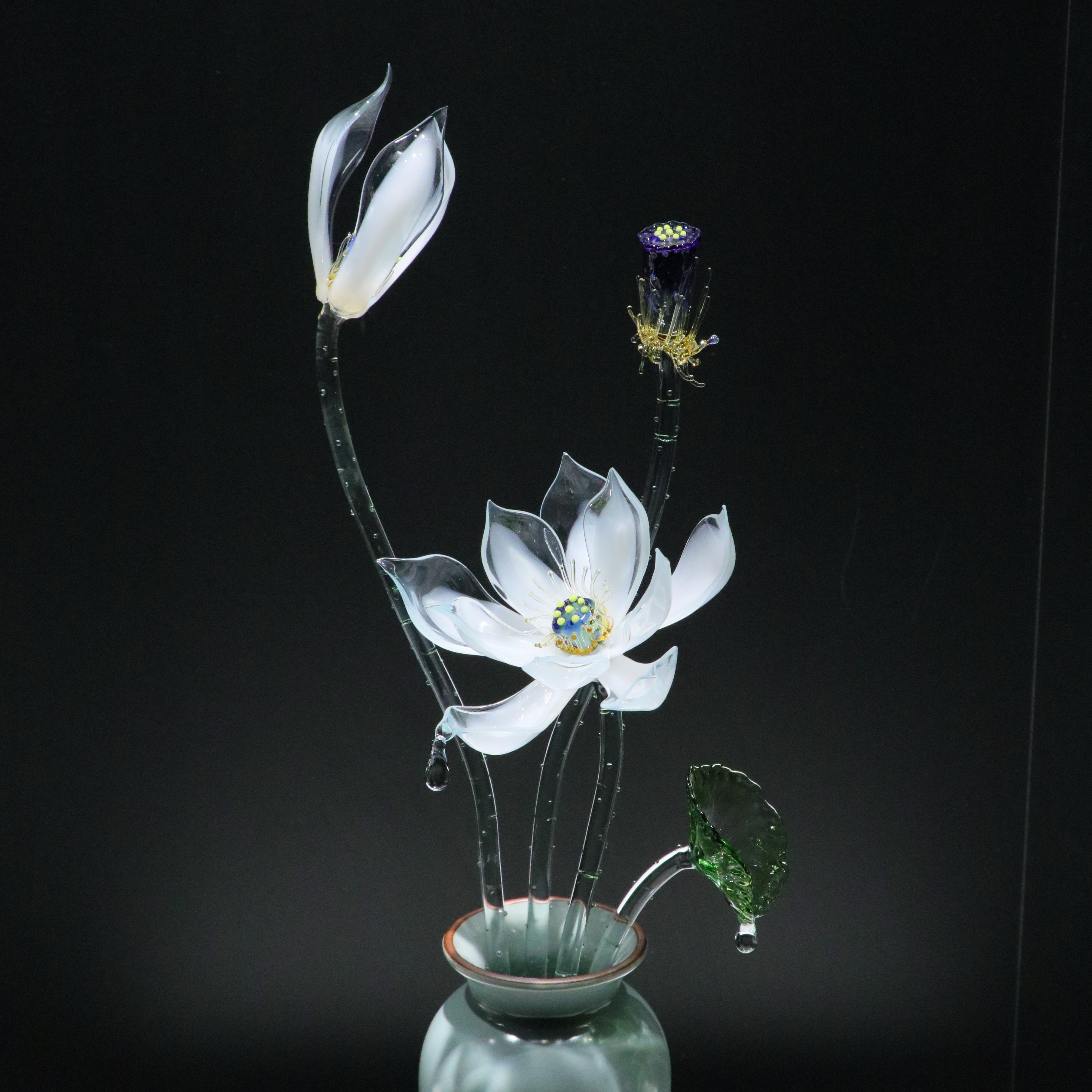 淄博琉璃荷花摆件新中式家居装饰客厅玄关高级感工艺品乔迁礼物