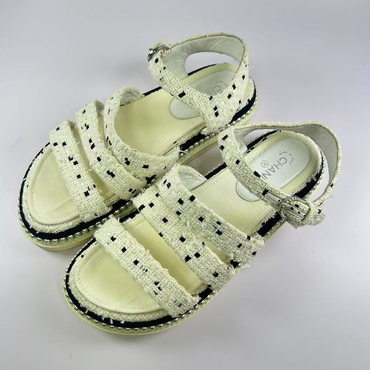 95新 Chanel/香奈儿 36.5码/米亚女鞋/白色珍珠女士凉鞋 xxs1162