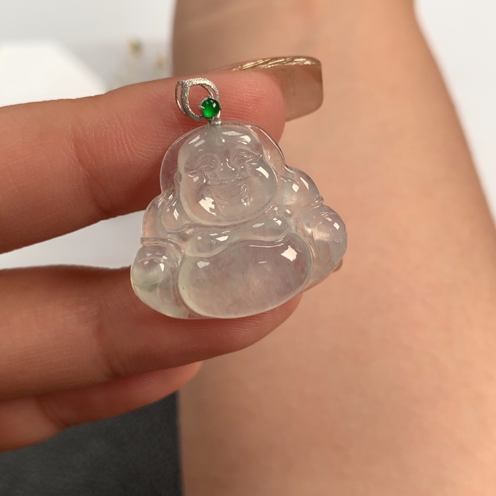 翡翠颈饰18K金镶嵌佛公