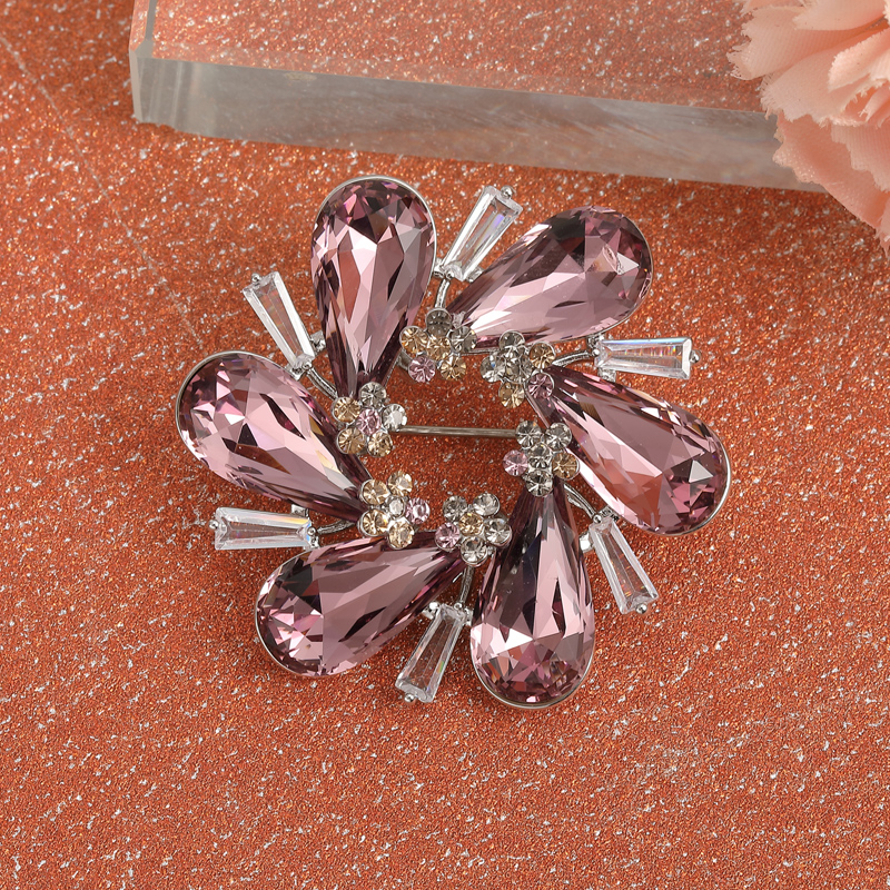 铜仿水晶胸针 高定施华水晶繁花系列花环精致胸针