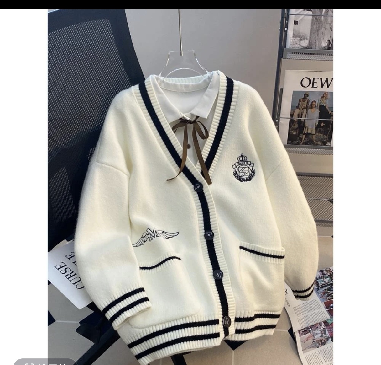 通勤套头款春季女宽松型毛针织衫针织厚款秋季学院风