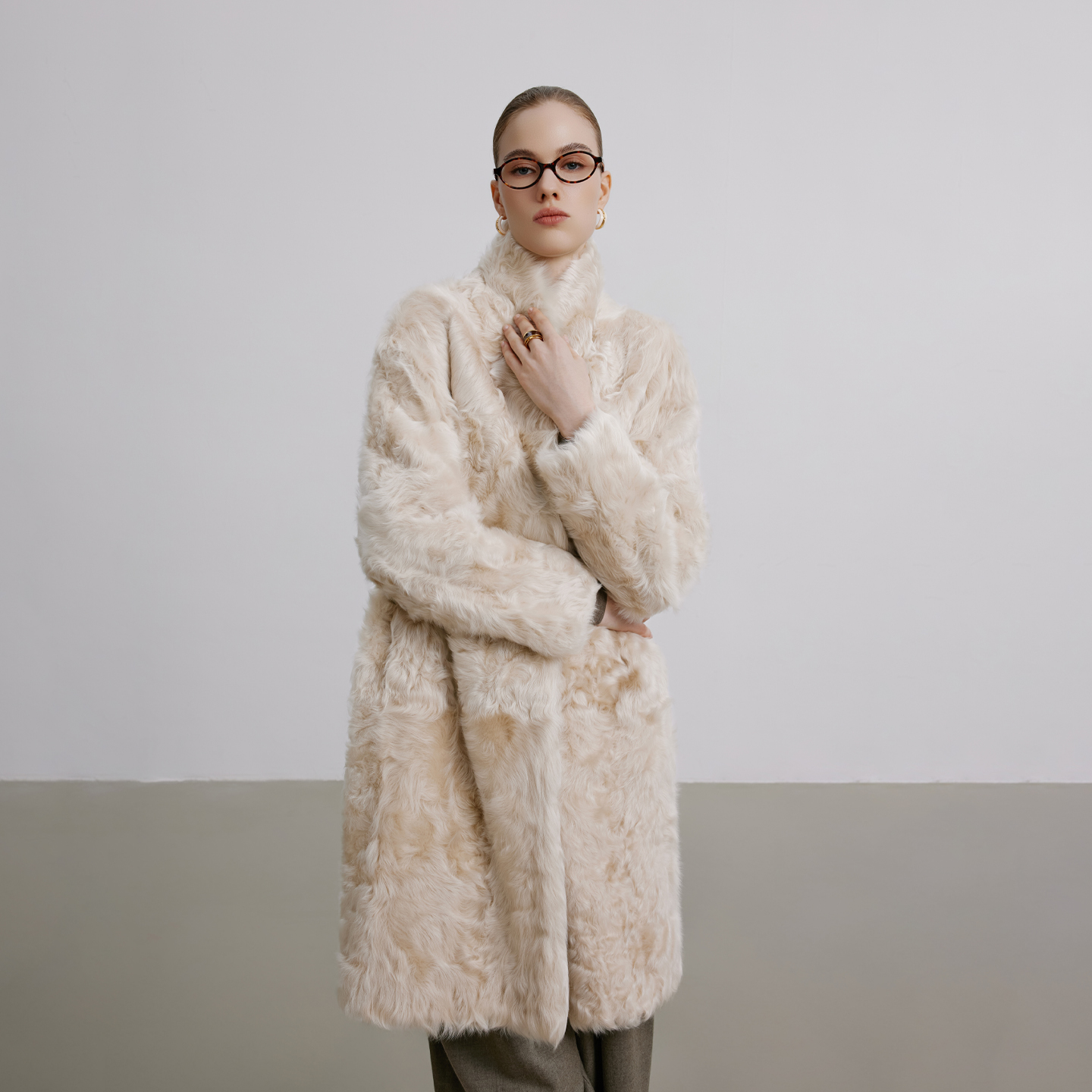 96衣长！廓形小湖羊羊毛皮草大衣长款宽松皮毛一体外套2025冬