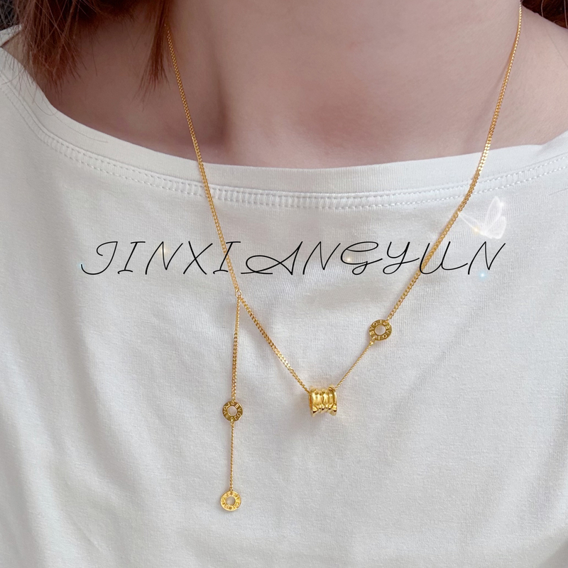 坠链均足银 足银镀金【小路路通套链】ab三饼轻奢时尚百搭