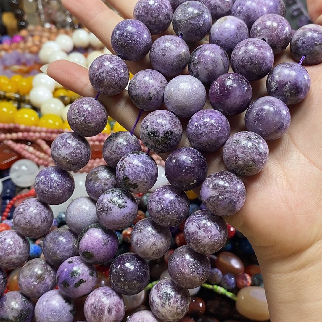 玛瑙/玉髓未镶嵌珠宝半成品原矿紫龙晶一条卡18mm