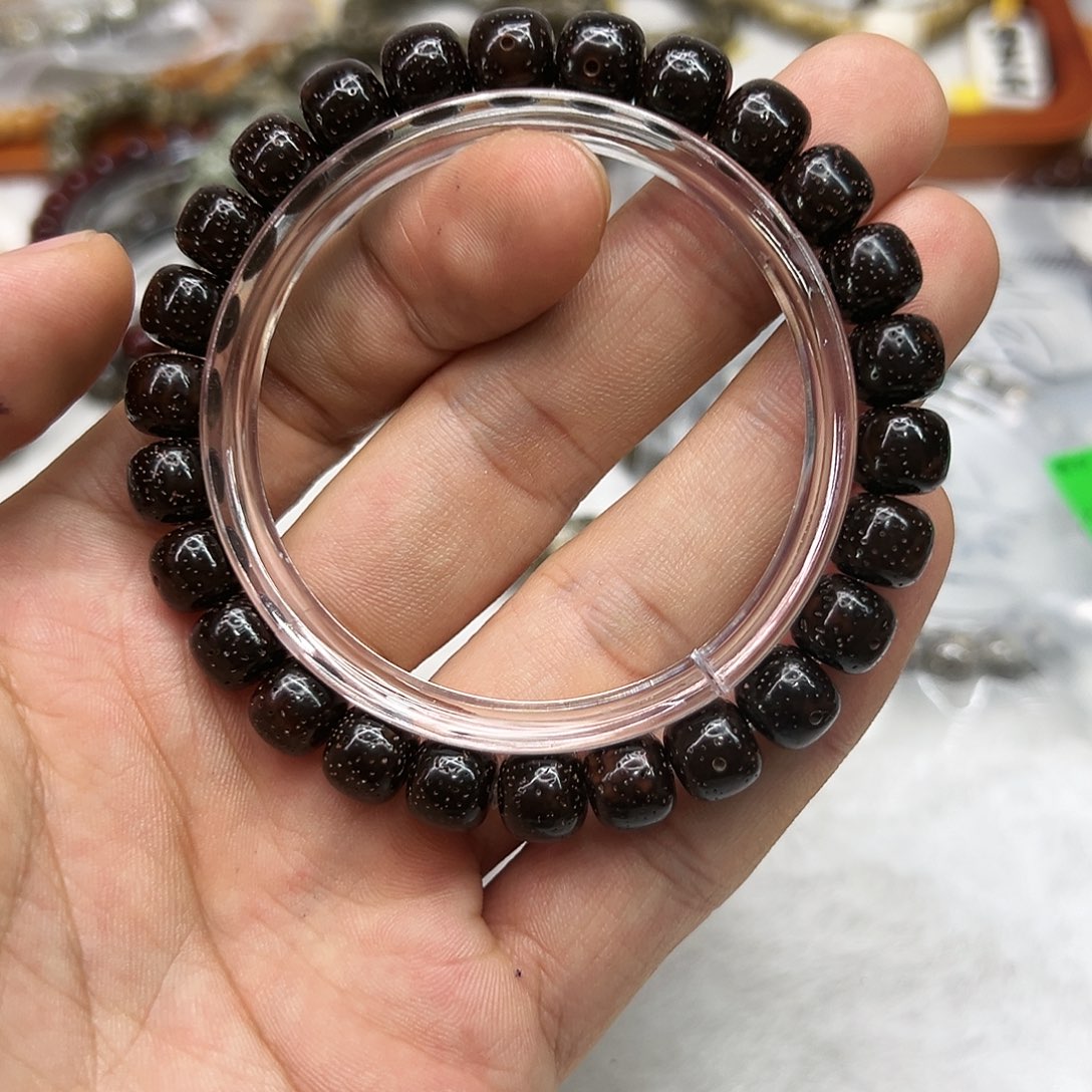 星月菩提手串98傲世糯冰黑金玉华星月菩提单圈98