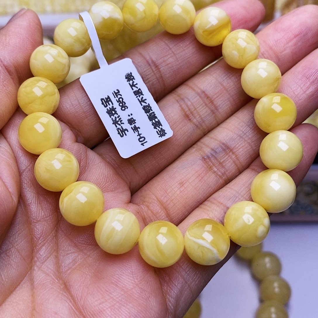 蜜蜡未镶嵌手串10圆珠手串