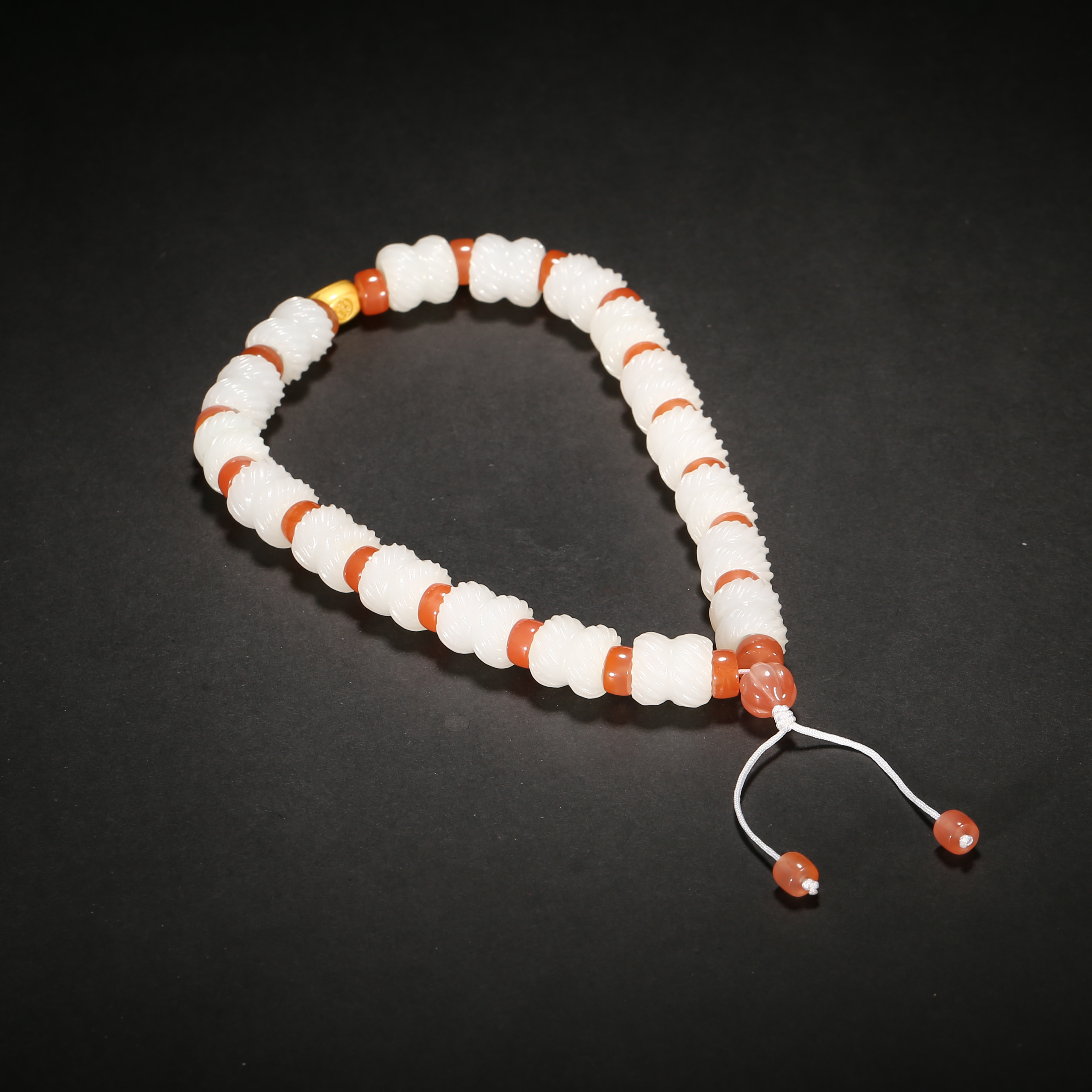 清代*双绞丝纹白玉手持/15ALJ1892/和田玉【北京文博】