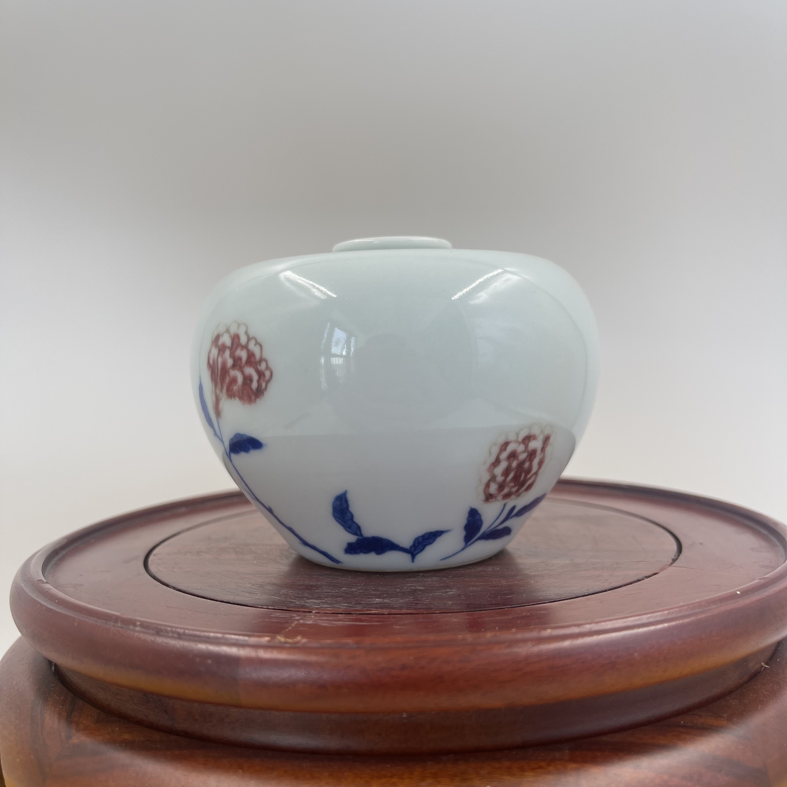 青花 釉里红 苹果尊   高7.3公分 口径9.5公分 全品  
