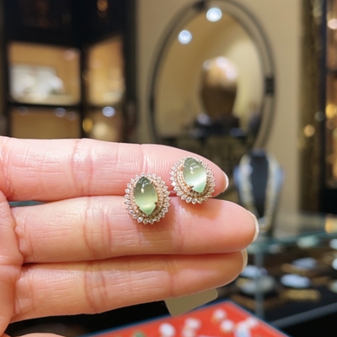 【闪购商品】和田玉耳饰银S925镶嵌