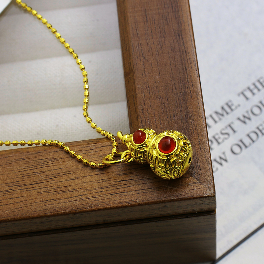 坠链均925银 吉祥福禄国风女士项坠轻奢气质古法葫芦百搭五帝钱坠