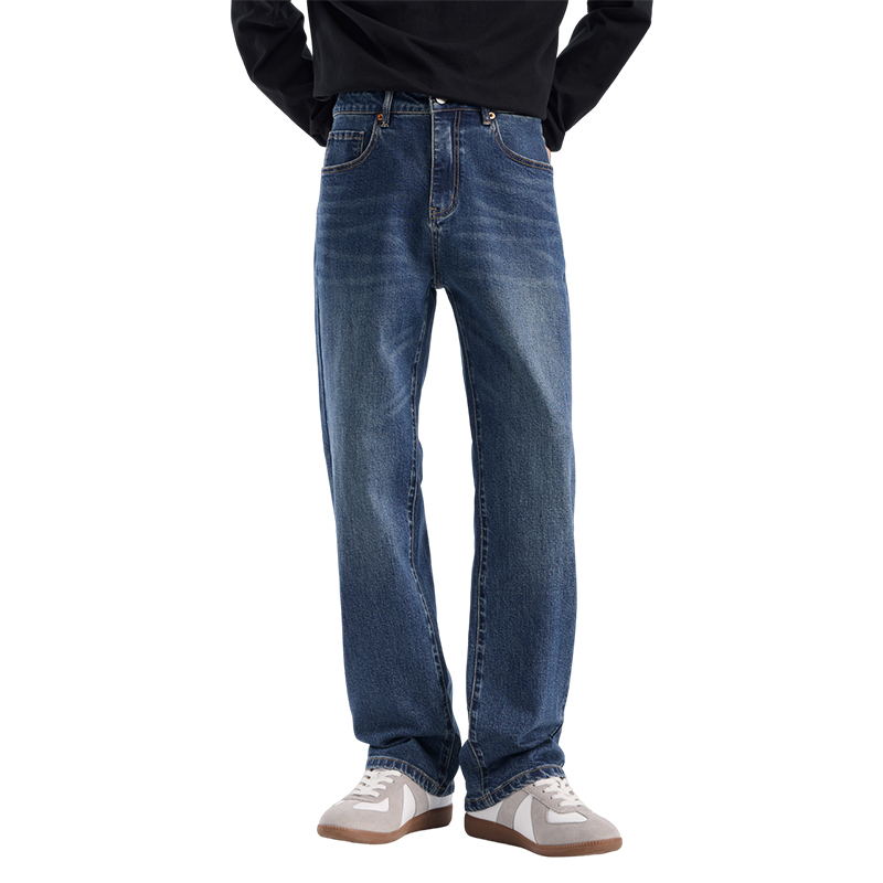 VANCL/凡客诚品秋冬季男款加绒直筒牛仔裤 