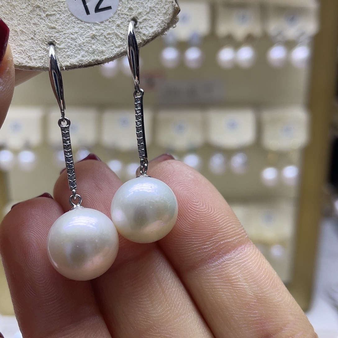 淡水珍珠耳饰银S925镶嵌