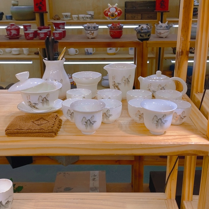 【不止】羊脂玉瓷茶具套装