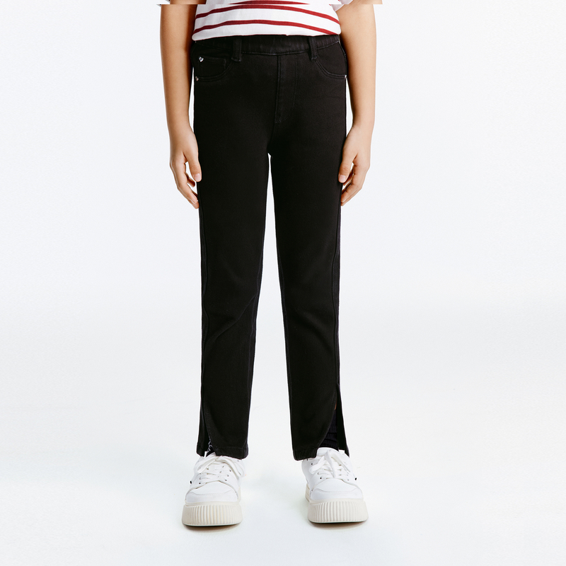 littlemoco童装24秋新款女童加绒弹力小脚裤牛仔长裤#KBD3JEN009