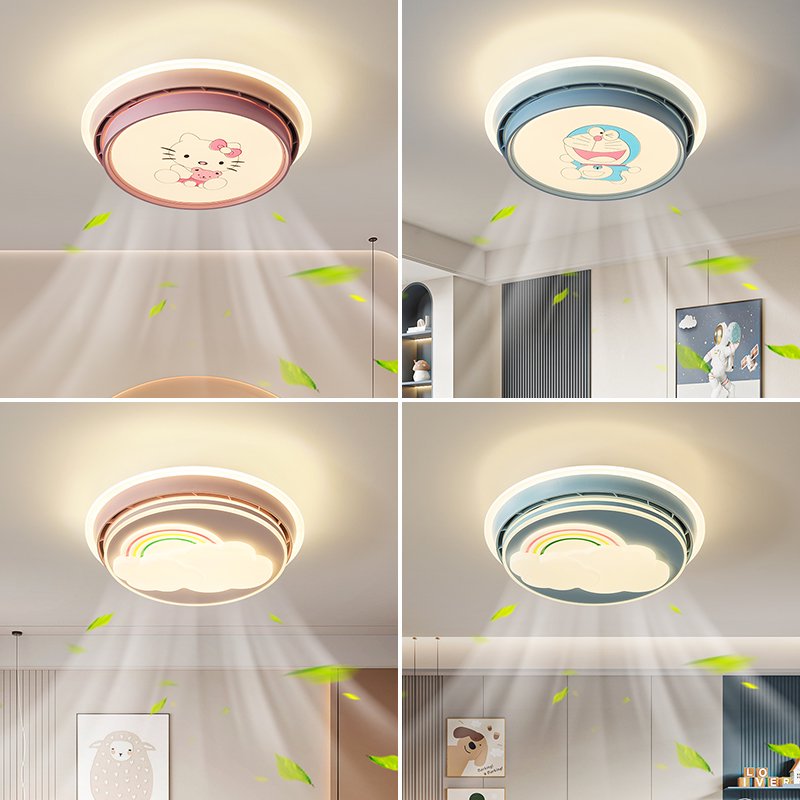 全光谱智能护眼儿童房灯男孩女孩卧室创意卡通星星云朵吸顶风扇灯