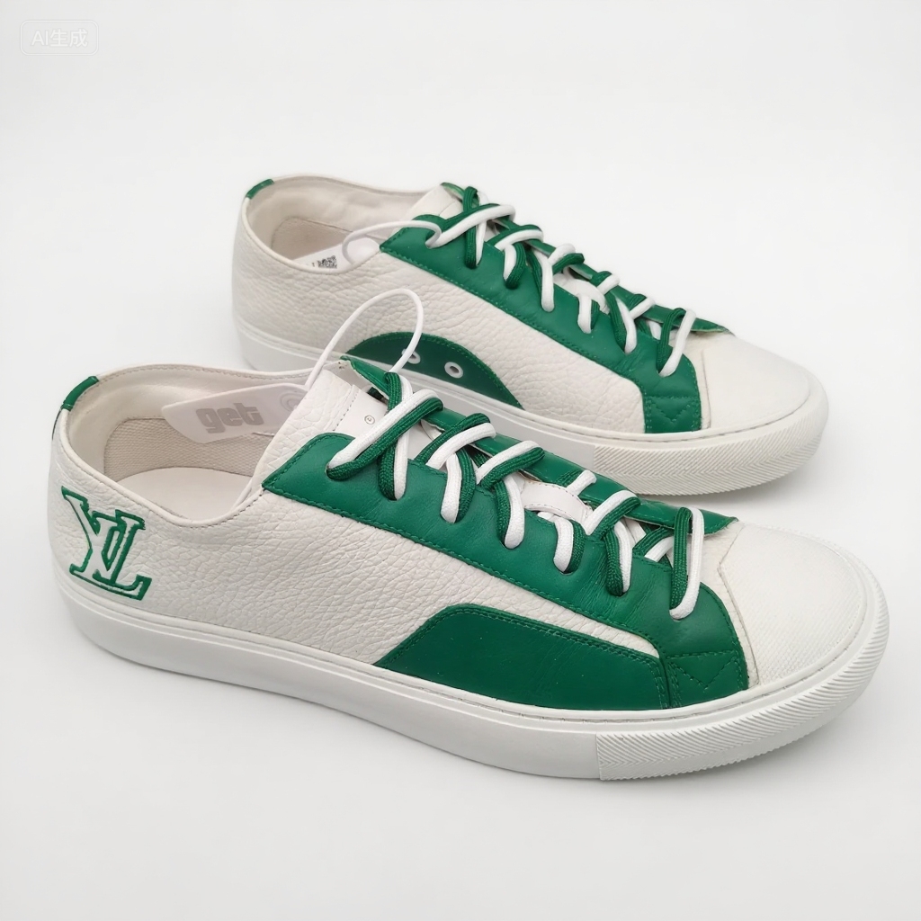 99新 LouisVuitton/路易威登 经典白绿拼接潮流休闲板鞋7欧VS0076