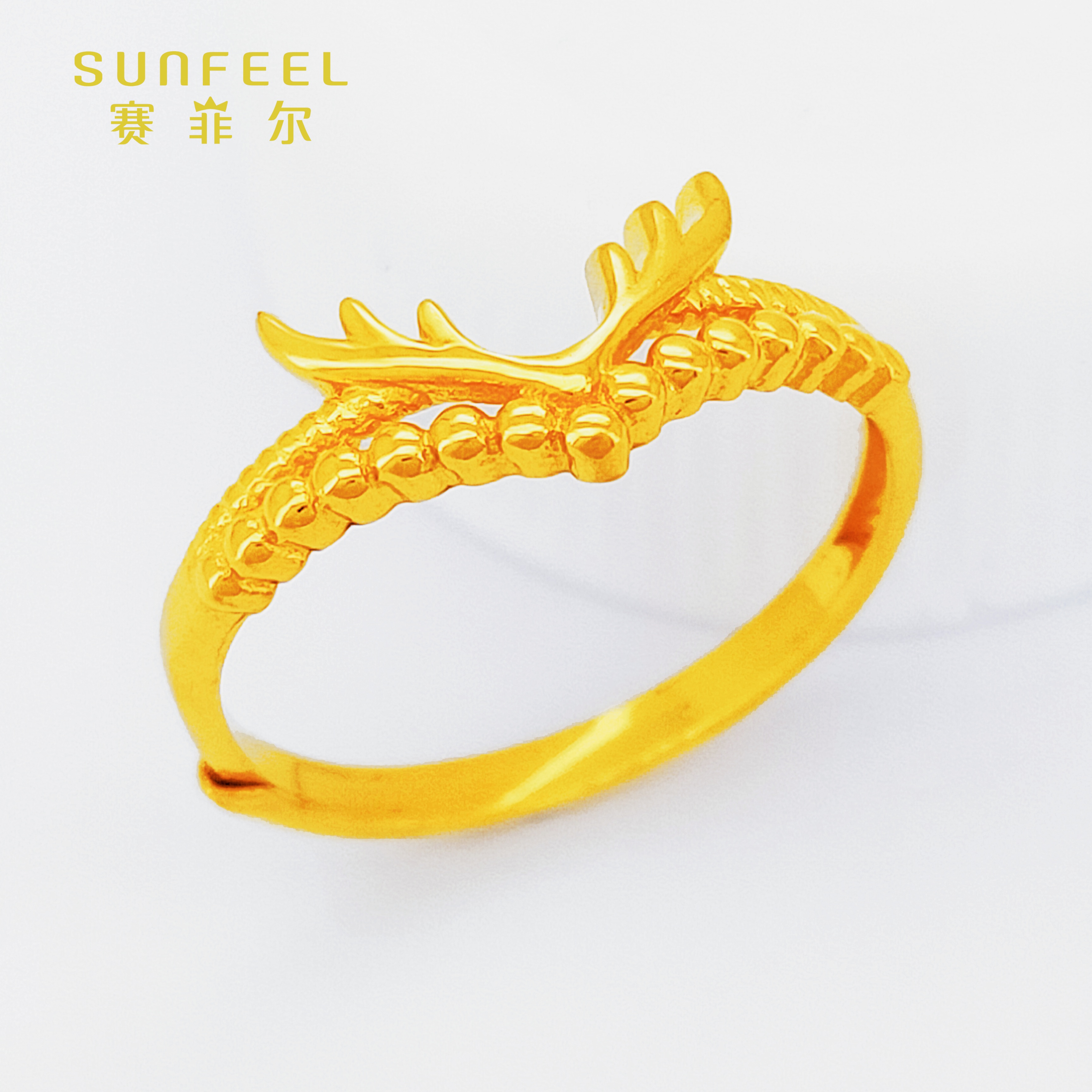 SUNFEEL/赛菲尔足金999黄金一鹿有你戒指时尚百搭活口可调节女款