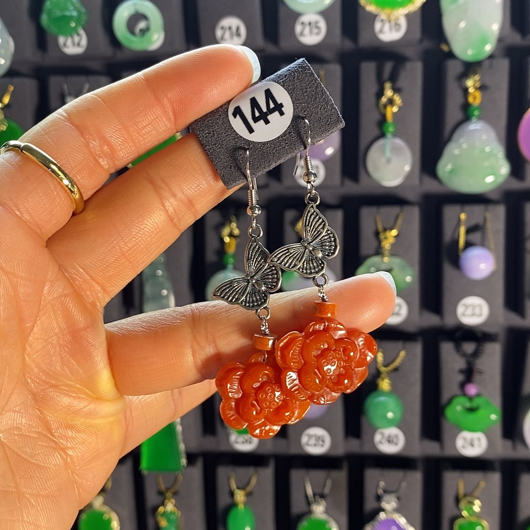 银S925镶嵌翡翠耳饰144