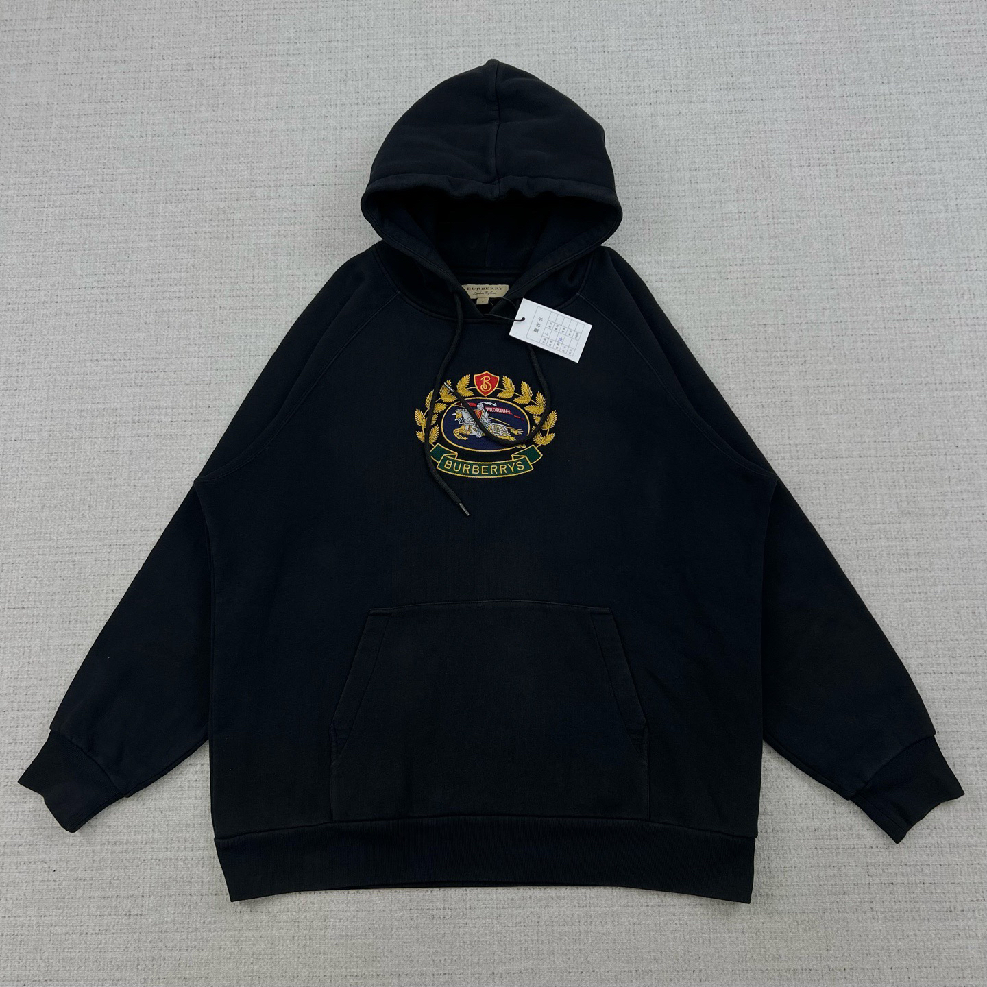 99新 BURBERRY/博柏利 麦穗战马Logo刺绣连帽长袖卫衣/尺码L/8396